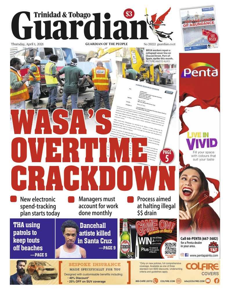 GayelleTV's tweet photo. Good morning neighbours, on the front pages today, Thursday 1st April, 2021 in Trinidad and Tobago. #Headlines #DailyNews #ThursdayNews #weekdaynews https://t.co/0BToNWxYtT