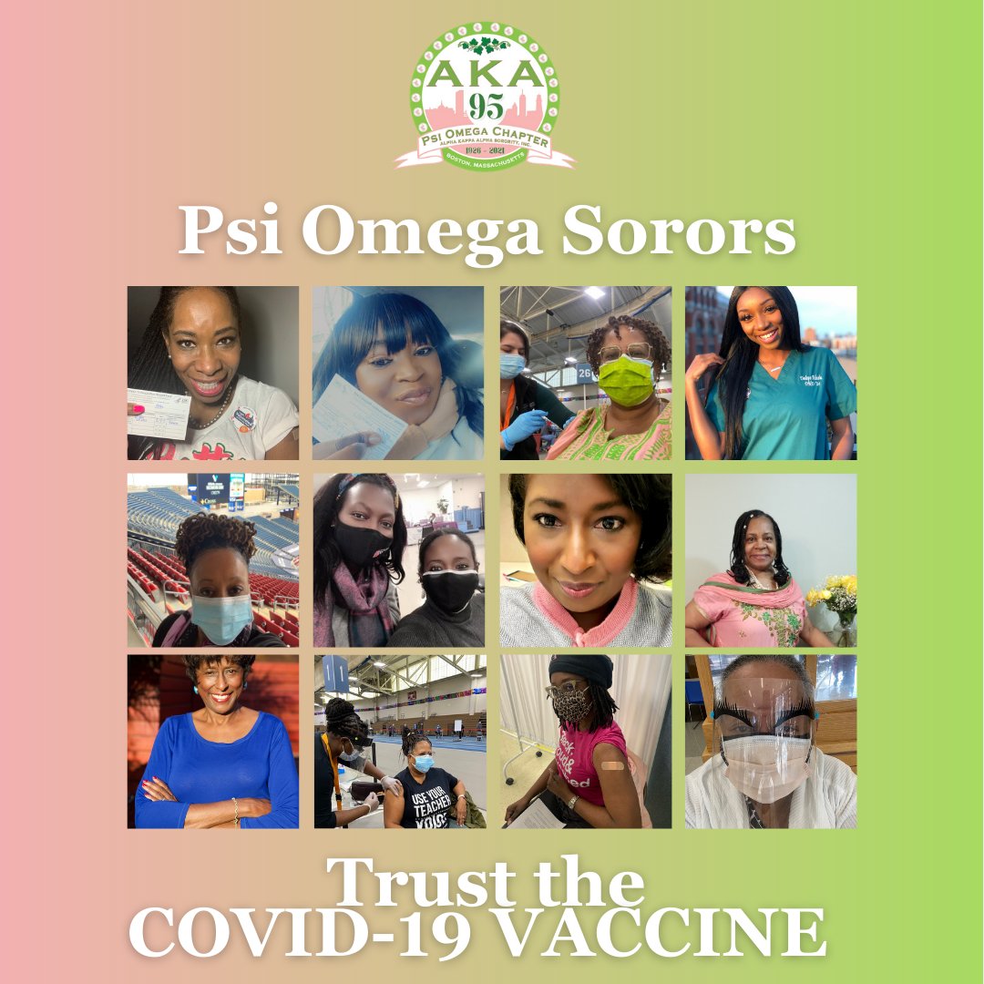Psi Omega sorors trust the COVID-19 vaccine and they are doing their parts to keep themselves and their loved ones safe. #PsiOmegaAKA #AKA1908