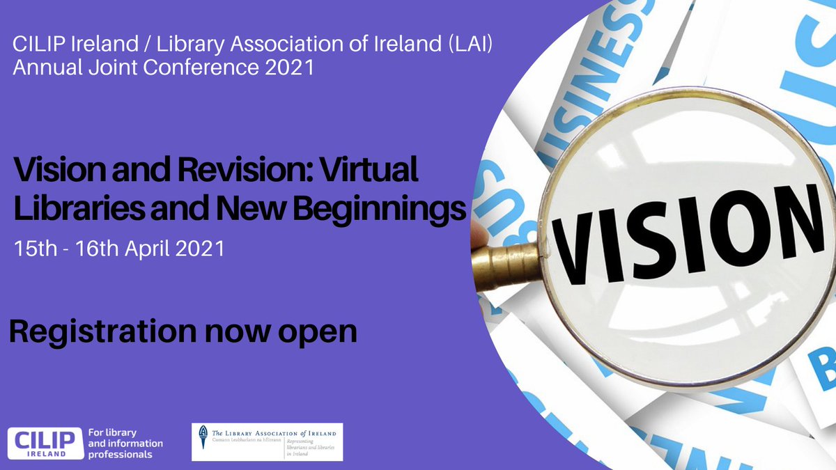 Starting to get excited now...only 2 weeks to go until our joint @CILIPIreland @LAIonline Conference.

If you haven't booked your place already, do so today at: https://t.co/fVCa2lyByY

#cilipirelai21 https://t.co/gIwv7WVpMo