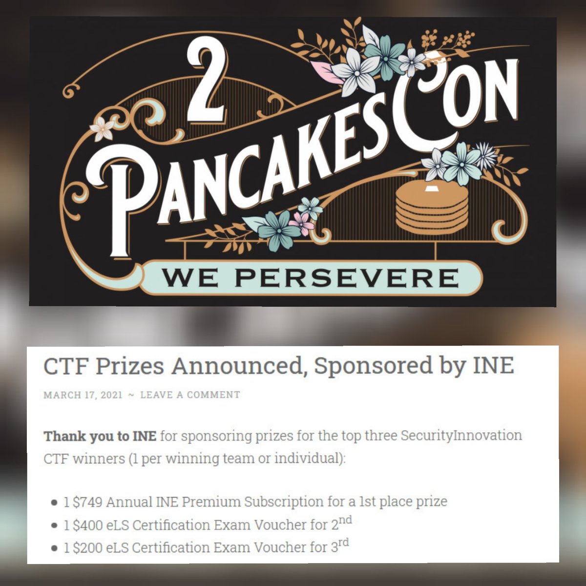 LoganWerewolf's tweet photo. Glad to share that I have won 1st Prize i.e. Annual INE @ine Premium Subscription worth $750 in PancakesCon 2021 CTF. Thank you @PancakesCon for organising such an interesting live CTF.  

#cybersecurity #ctf #infosec #PancakesCon #INE https://t.co/lWwLeXf7Yk