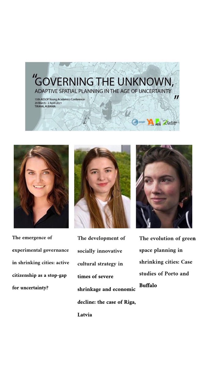 Three of our ESRs have successfully presented and discussed their work at the 15th <a href="/aesopYA/">AESOP Young Academics</a> Conference in Tirana, Albania (virtual). Congratulations to @AnastasiyaMtshk , <a href="/Agnes_hearts/">Agnes Matoga</a> and Olivia Lewis! #recityitn #horizon2020 #mariecurieitn #aesopya #shrinkingcities