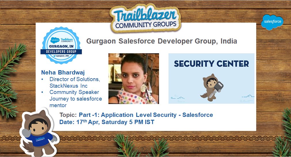 We are back with an another series of sessions on "Salesforce Security from an Eye of an Architect" by <a href="/Bhardwaj084Neha/">Neha Bhardwaj</a> Starting from 17th Apr.

2 winners per session will get a chance to win swags.

RSVP Here: trailblazercommunitygroups.com/events/details…