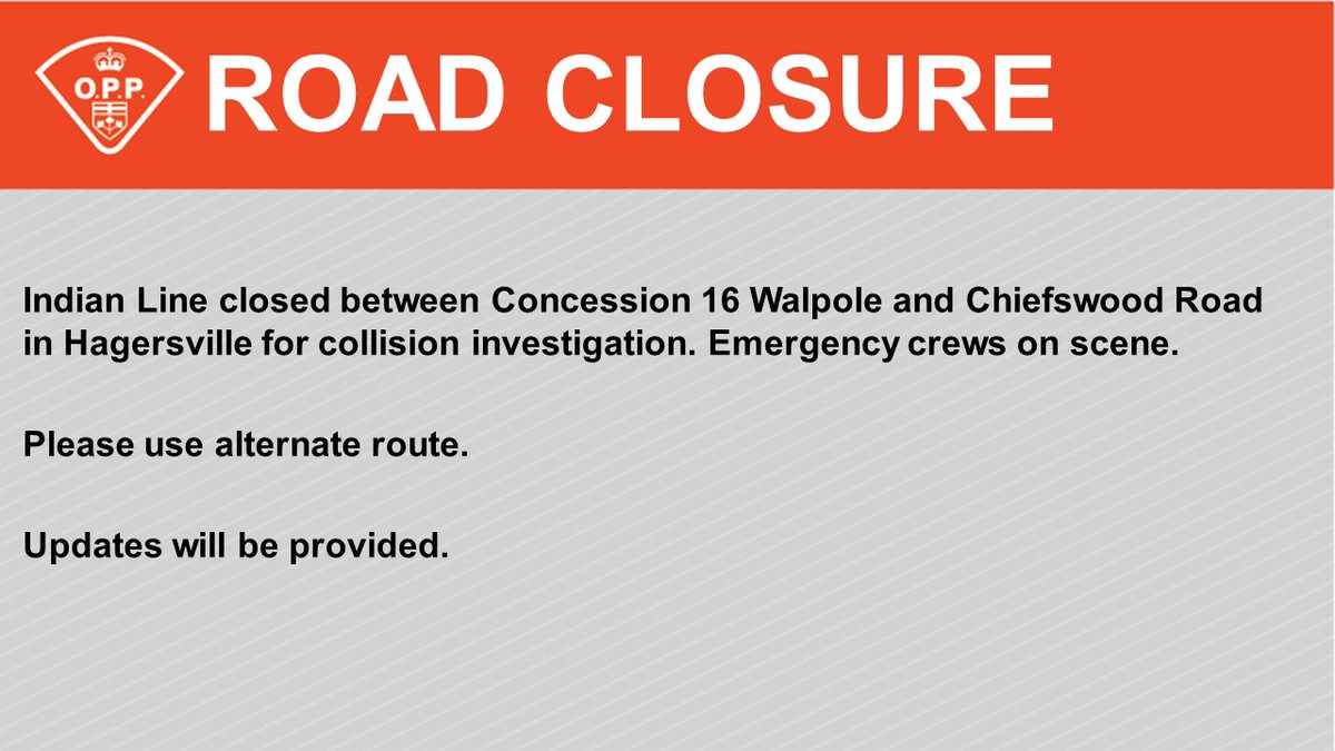 OPP_WR's tweet photo. #HaldimandOPP and @HaldEmerg on scene for collision in #Hagersville. ^rl https://t.co/tX9B2IiYEc