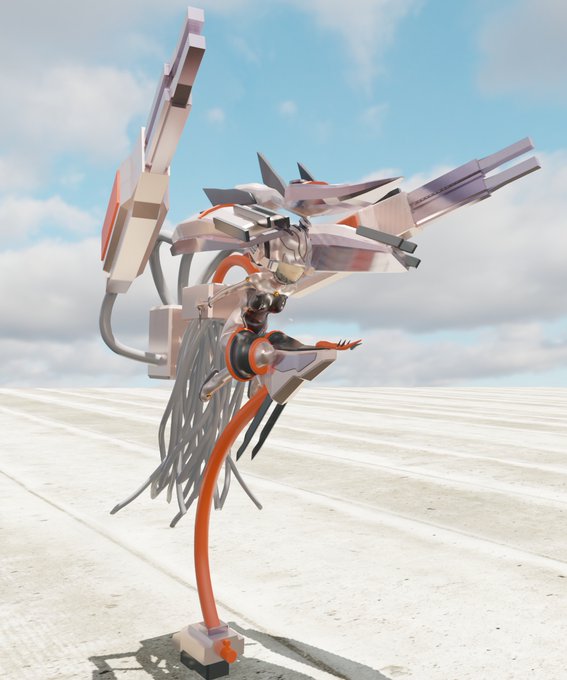 3Dでメカ娘を作っていると、描いていた時より構造や配置のバランスなどを意識しやすい気がします。 