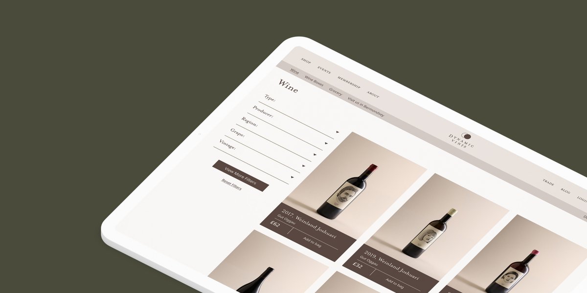 cogworks's tweet photo. 🙌 We recently had the pleasure of designing a new website for the wonderful Dynamic Vines! It was great translating their new brand into a full-bodied #ecommerce experience. 

Check it out! Treat yourself to a bottle of premium biodynamic wine. 🍷 🌔

#webdesign #design #ux #ui https://t.co/jtjjSaucO3
