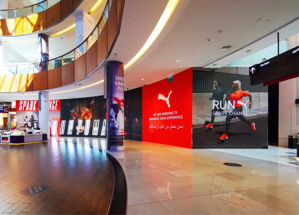 ChryselsGroup's tweet photo. Bright, eye catching, and a showstopper, thats the way to describe our store hoarding work for Puma.
#storehoarding #storehoardingdubai #wallhoardingdubai #sparkchange #puma #pumadubai #signageagency #signagedubai #chrysels https://t.co/meTgpyjHUG