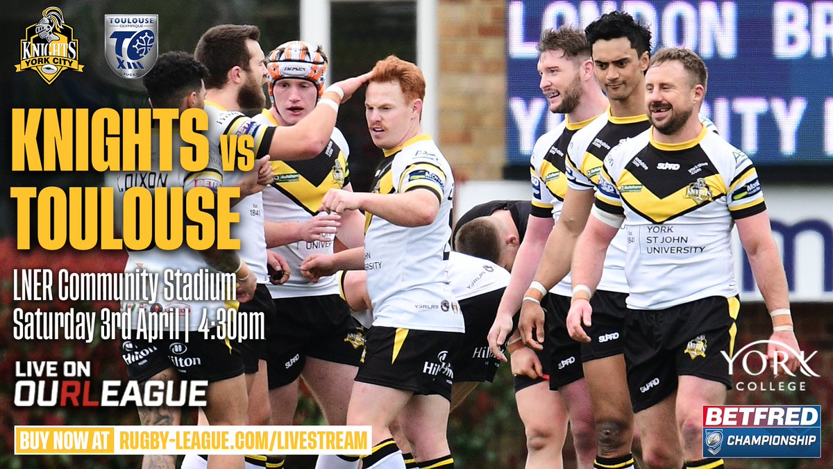2️⃣ Days until we kick off our <a href="/Betfred/">Betfred</a> Championship season against <a href="/TOXIII/">Toulouse Olympique XIII</a>!

The match will be streamed LIVE on Our League, free for season ticket holders and otherwise available for £4.95 before Gameday!

🌐 rugby-league.com/livestream

#WeAreYork⚔️