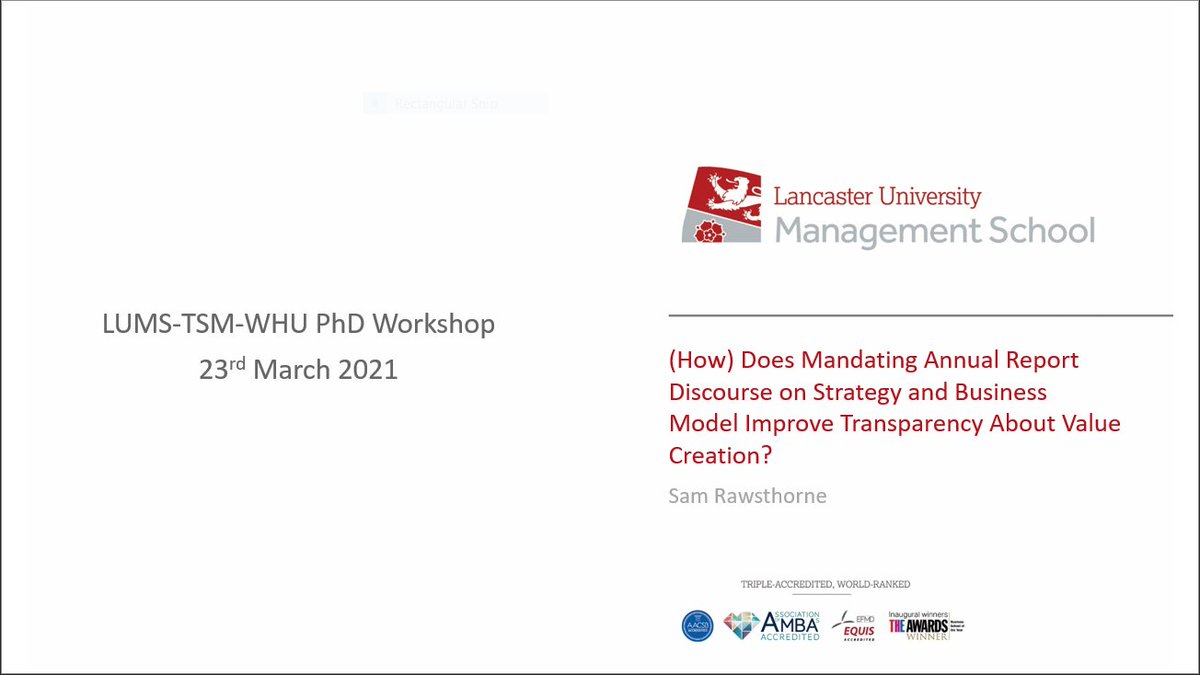 rawsthorne_sam's tweet photo. Really enjoyed the joint @LancasterManage @TSM_Toulouse @WHU_edu PhD Conference last week. Received some really helpful questions and comments on my presentation and it was great to connect with other PhD students and talk research! https://t.co/0M445oDPvk