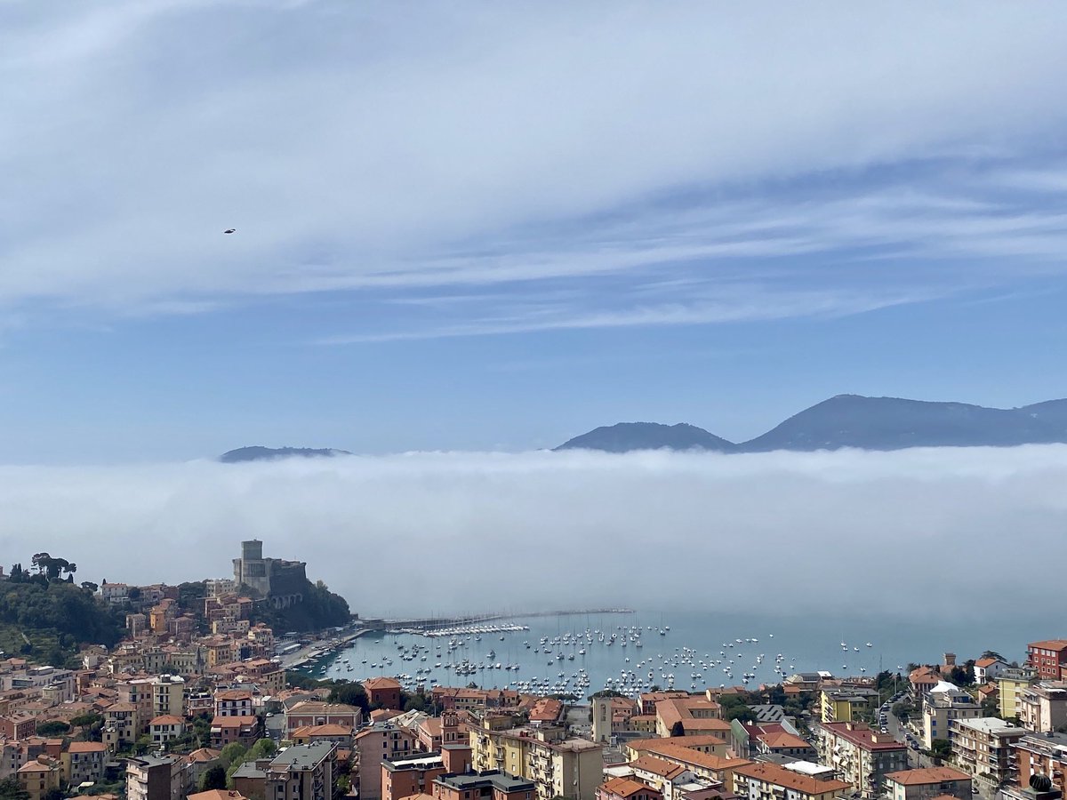 edanaming's tweet photo. Incredible sea fret over the Bay right now. The islands and Portovenere have disappeared! #BayOfPoets https://t.co/PMUK6wbIgo