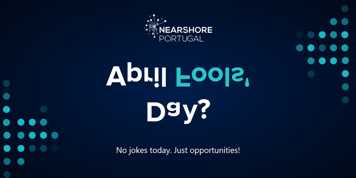 NearshorePT's tweet photo. How to fool-proof your career?
Work where innovation and growth come together!
Know all of our opportunities at https://t.co/3IT8nNs8GE

#aprilfools #april1 #nearshore #nearshoring #nearshorepartner #careers #carreiraprofissional #devops #developer #software #tech #technology https://t.co/KqwhnuHyeC