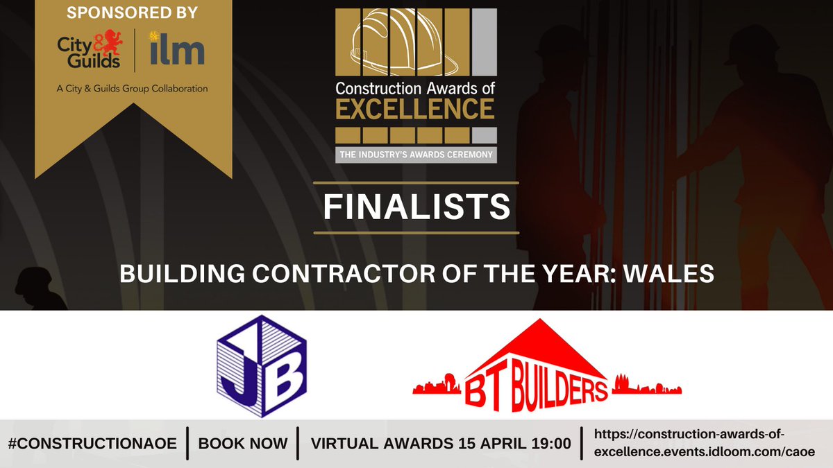 Congratulations &amp; good luck to Barrie Thomas Builders &amp; <a href="/JonesRhyn/">Jones Brothers Weston Rhyn Ltd</a> who are the finalists for the Wales Building Contractor of the year at the #construtionAOE. 

Register to attend for FREE now to gain exclusive access to the platform on 15 April 19:00: ow.ly/P7aa50Ed9FW