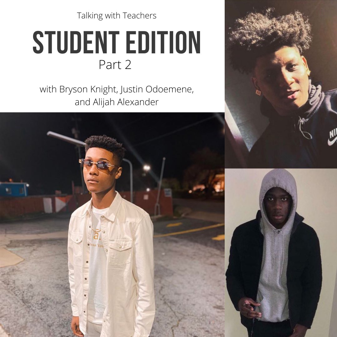TalkingwithTea2's tweet photo. Ep 5: Student Edition Pt 2

We spoke with three Overbrook students, Bryson, Justin, and Alijah, about self motivation through virtual learning. They discuss how they lean on each other for support mentally and in staying on track for school. We also discuss their thoughts on BLM. https://t.co/52wzmPx8KP