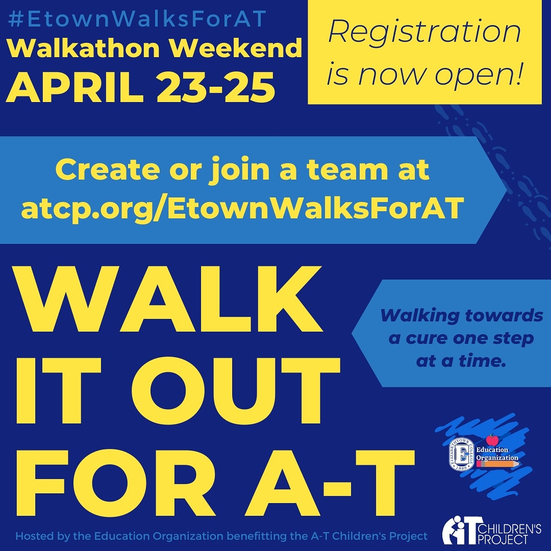REGISTRATION IS NOW OPEN!
•
<a href="/EtownCollege/">Elizabethtown College</a> community, join us in supporting the <a href="/ATCure/">A-T CP</a> by registering to fundraise and walk it out for A-T!
•
To register &amp; find more information: linktr.ee/EdOrg 
#EtownWalksForAT