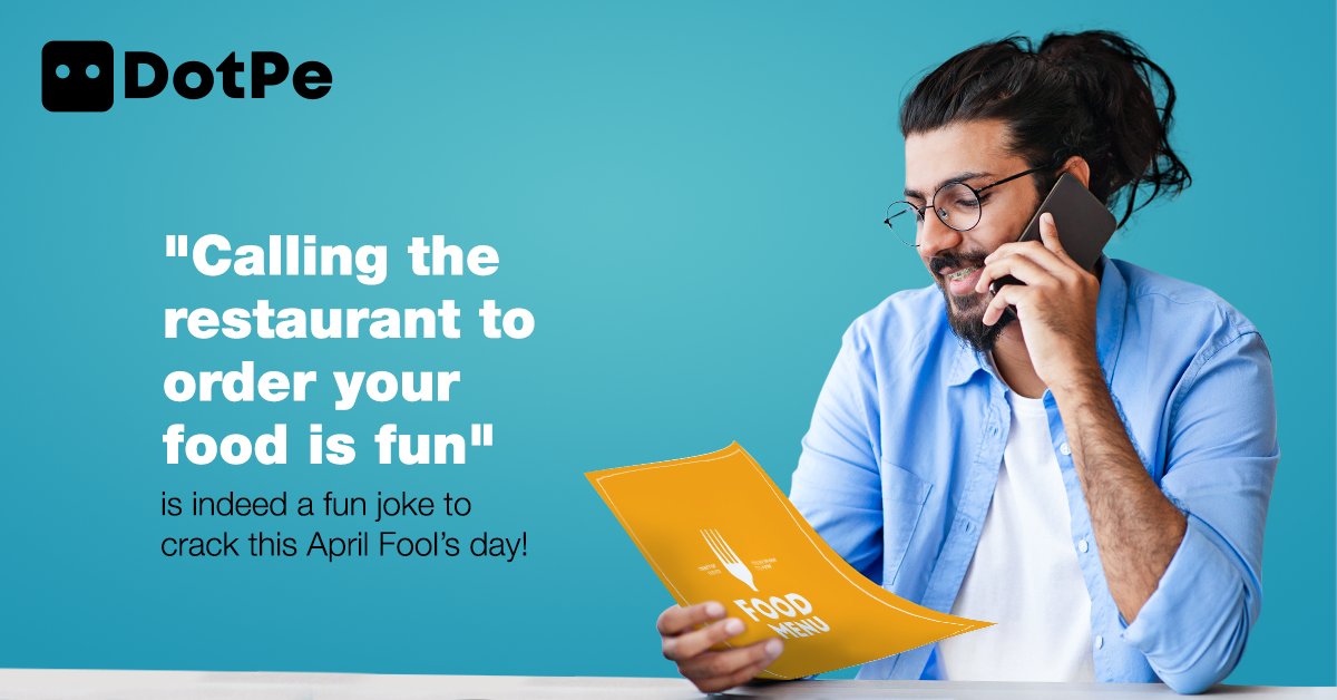 DotPe_India's tweet photo. Jokes apart, get on board with the smart way of ordering and paying for your food.
#ScanOrderPay #aprilfoolsday #AprilFools #DotPe #EasierOnDot #EasierWithDot #digitalpayments #easypayment #quickpayment https://t.co/IIS2qtnJ8t