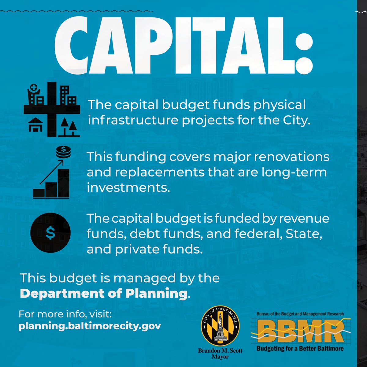 MayorBMScott's tweet photo. Do you know the difference between the capital and operating budgets? The capital budget funds infrastructure projects, while the operating budget funds the daily business of the city.
 
The preliminary budget is introduced April 7. Visit https://t.co/YH4r7BxKNw for more info. https://t.co/OOZgu1zSm3