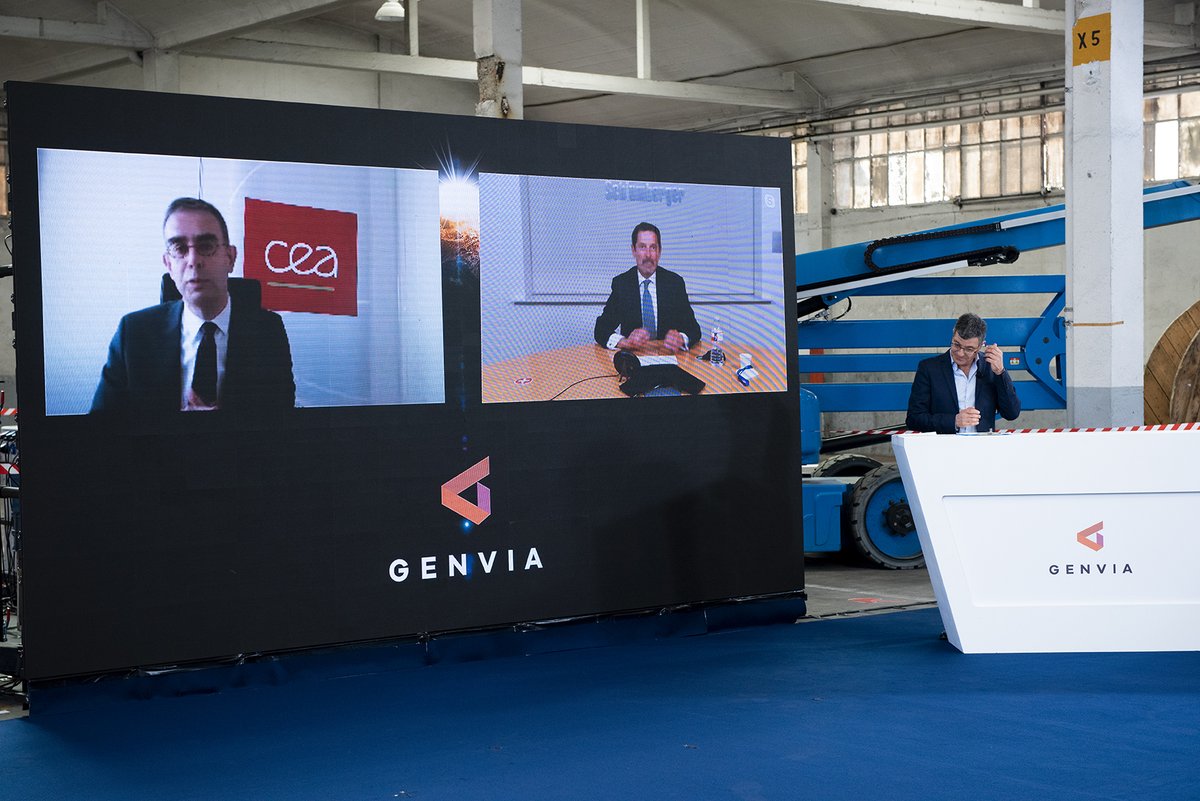 #Hydrogène | Mardi était inaugurée la société #Genvia, créée par le CEA, #Schlumberger et leurs partenaires. Son but : accélérer le développement et industrialiser la technologie d’#électrolyseur haute température du CEA pour un hydrogène décarbonné 👉bit.ly/inauguration-g…