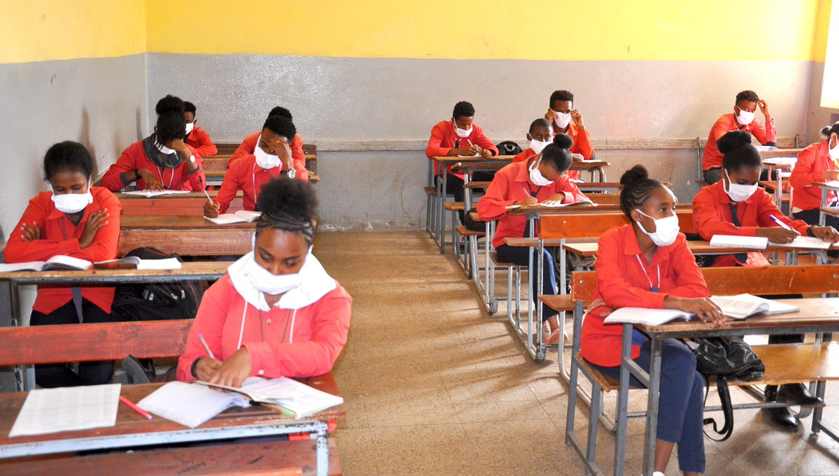 hawelti's tweet photo. Schools have re-opened nation-wide today with implementation of reinforced modalities to curb potential spike in COVID-19 transmission rates. To this end, all schools will operate in 3-shifts to reduce congestion/class-size, &amp; localized infection-tracing  methods will be enforced https://t.co/1egIjxX4Bk