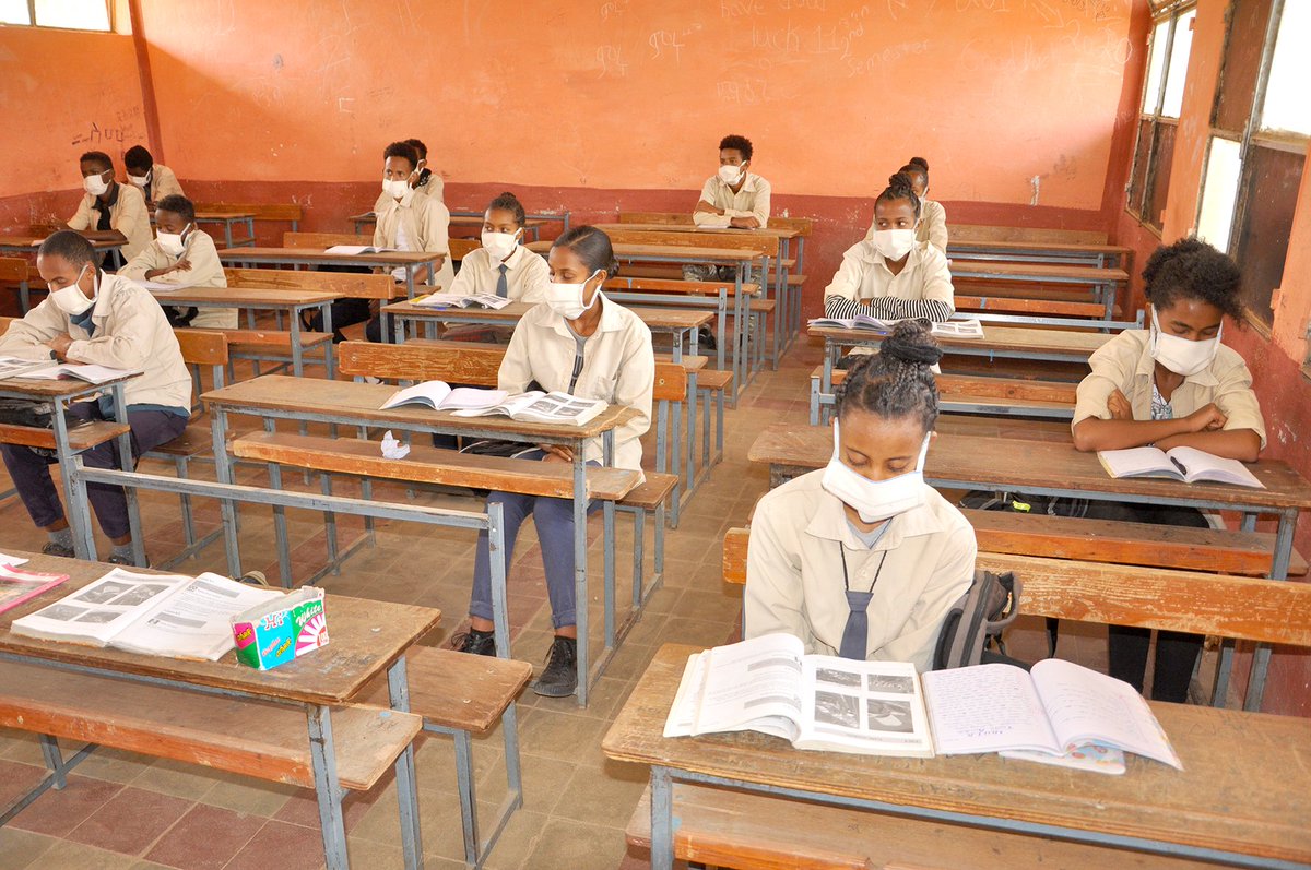 hawelti's tweet photo. Schools have re-opened nation-wide today with implementation of reinforced modalities to curb potential spike in COVID-19 transmission rates. To this end, all schools will operate in 3-shifts to reduce congestion/class-size, &amp; localized infection-tracing  methods will be enforced https://t.co/1egIjxX4Bk