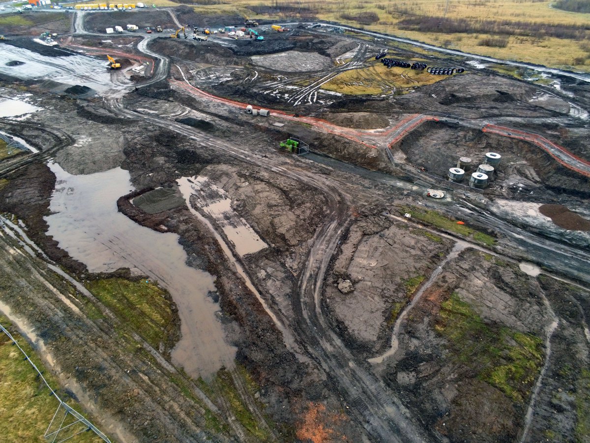 Despite uncertainty over Brexit and Covid-19 along with a period of poor weather, works at Ravenscraig continue with suitable excess materials from another project being made geotechnically suitable for use in an embankment.