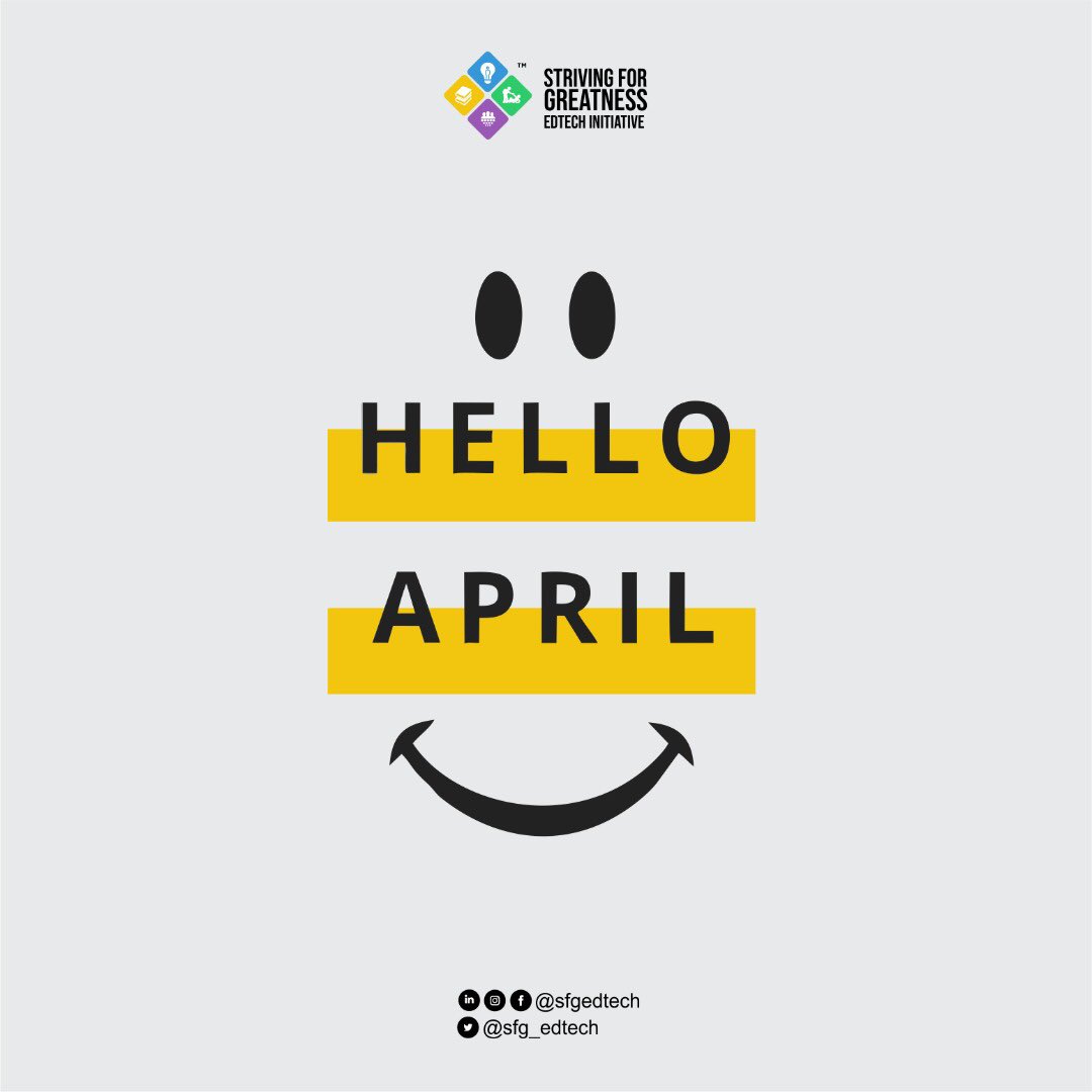 sfg_edtech's tweet photo. Oh APRIL, how long we’ve waited😊 .
Who else is excited about the new month?
#SFGEdTechInitiative
#April https://t.co/TM0mWrx9i5