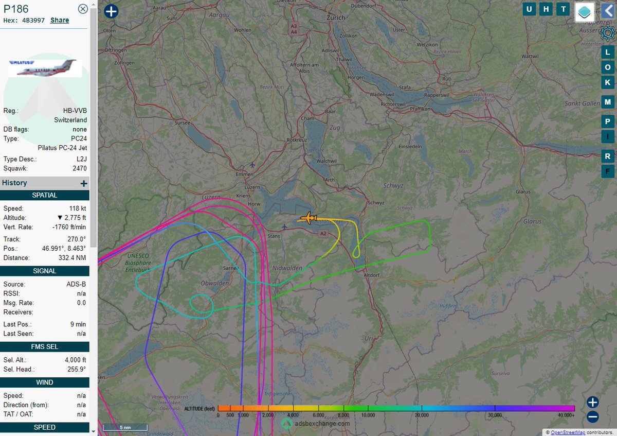 Radar_Assistant's tweet image. MULTI ADSBX MANOEUVRING ALERT : At time Thu Apr  1 12:34:36 2021 #P186     was likely to be manoeuvring at FL93    near Bootshafen Sisikon, Dammstrasse, Sisikon, Uri, 645 #AvGeek #ADSB globe.adsbexchange.com/?icao=4B3997&amp;amp;z…