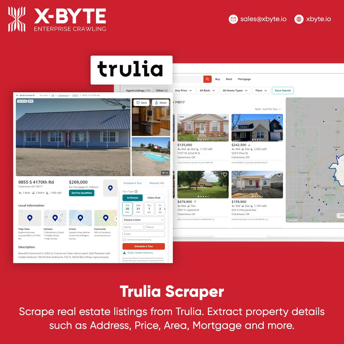 xbyteio's tweet image. Scrape real estate data from Trulia to get property information such as Address, Price, Mortgage, and more from the Trulia property details page.

Know More:- xbyte.io/trulia-scraper…

#TruliaScraper #TruliaAPI #TruliaDataScraping #xbyteio #USA #UK #Australia #UAE