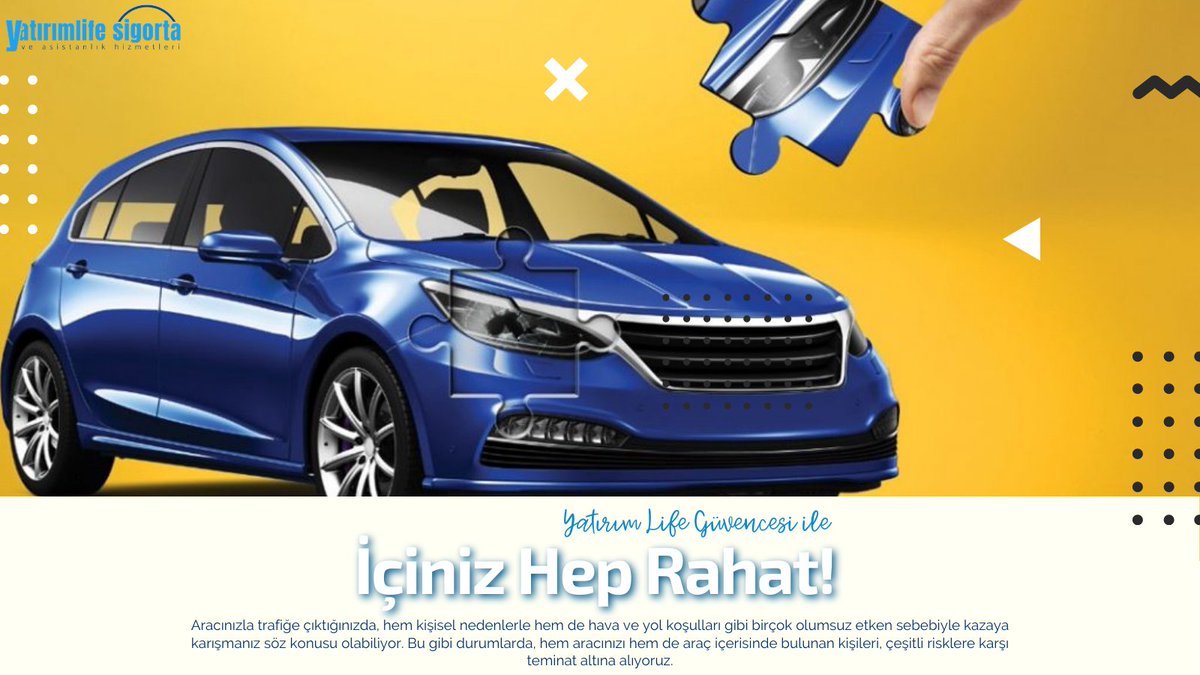 Yatırım Life güvencesi ile içiniz hep rahat! 🚙

#sigorta #sigortacılık #yatirimlife #yatirimlifesigorta #müşterimemnuniyeti #avantaj #kasko #zorunlutrafiksigortası #kaza #ferdikazasigortası #kaskosigortası #yolyardımhizmetleri