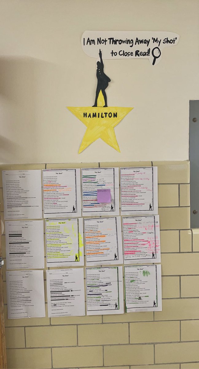 Miss_Manno's tweet photo. To go along with our Revolutionary War Unit for American History, our students gave their best “shot” at close reading the lyrics to Hamilton’s “My Shot!” The students had a blast analyzing the lyrics and finding the hidden meanings behind Lin Manuel Miranda’s words! #jrcrusaders https://t.co/6QFnhxgXI0