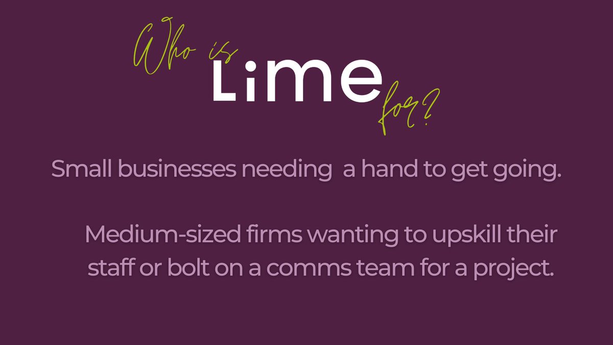 LimeComms's tweet photo. It’s a happy fact  - we have an extremely varied client base. Here is one type of business we help: 

👉 Really small businesses who want us to show them the ropes and how to get going on social media.

#socialmedia #limecomms #socialmediamarketing #communications https://t.co/TpnadFUyfm