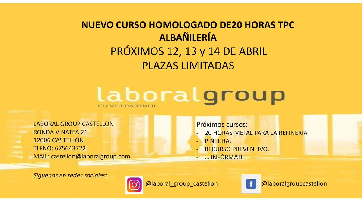 MARTINPASC's tweet photo. Nuevo #curso homologado #tpc #albañileria #bonificado por empresa.
 informate 675 643 722 https://t.co/YLMR3XcSdx