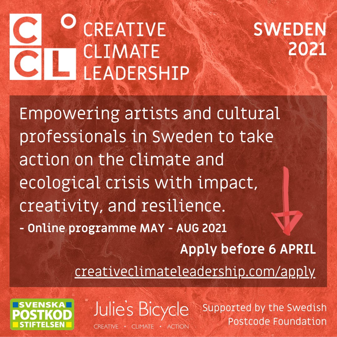 Final chance to apply for our unique #CreativeClimateLeadership training programme in Sweden, equipping you with the skills to take action on the climate and ecological crisis with impact, creativity and resilience. Deadline: 6th April:

creativeclimateleadership.com/APPLY/
