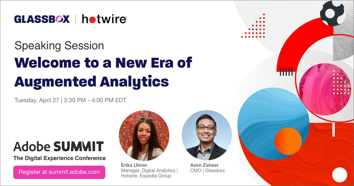 GlassboxDigital's tweet photo. We’re joining @Hotwire, an Expedia Group company, at #AdobeSummit on April 27 to talk about how augmenting #AdobeAnalytics with #digitalexperience analytics helps create world-class digital journeys. Register for this free event today! 
https://t.co/rLszm6hwbF https://t.co/hoAINzR2ec