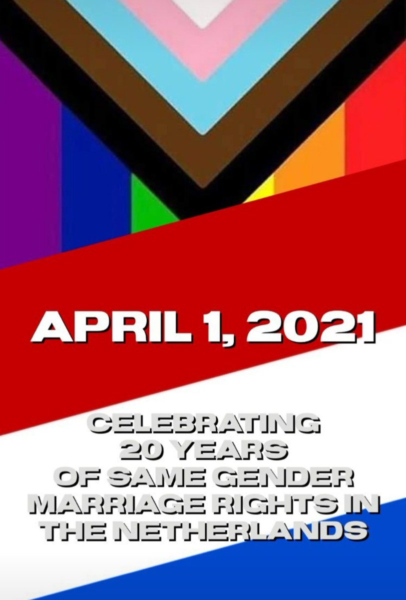 Proud my country #TheNetherlands was the first country to legalize #GayMarriage !!🤞🏳️‍🌈👭👬🌈❤
#20years
#proud 
#loveislove 
#LoveWins