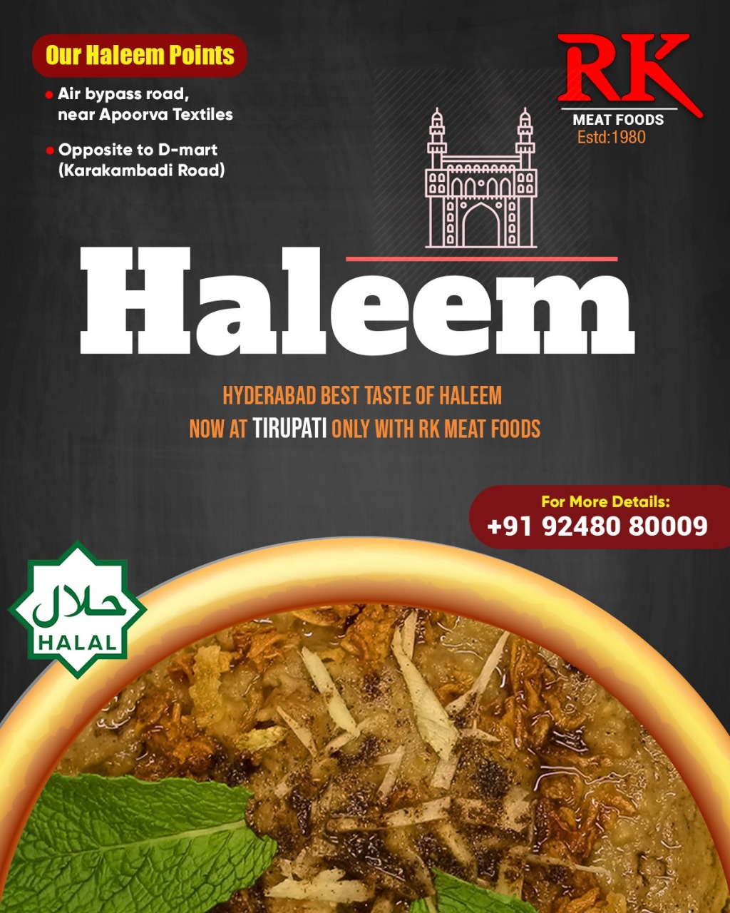 Rk Meat Foods on Twitter "Hyderabad Best of Haleem Now at Tirupathi