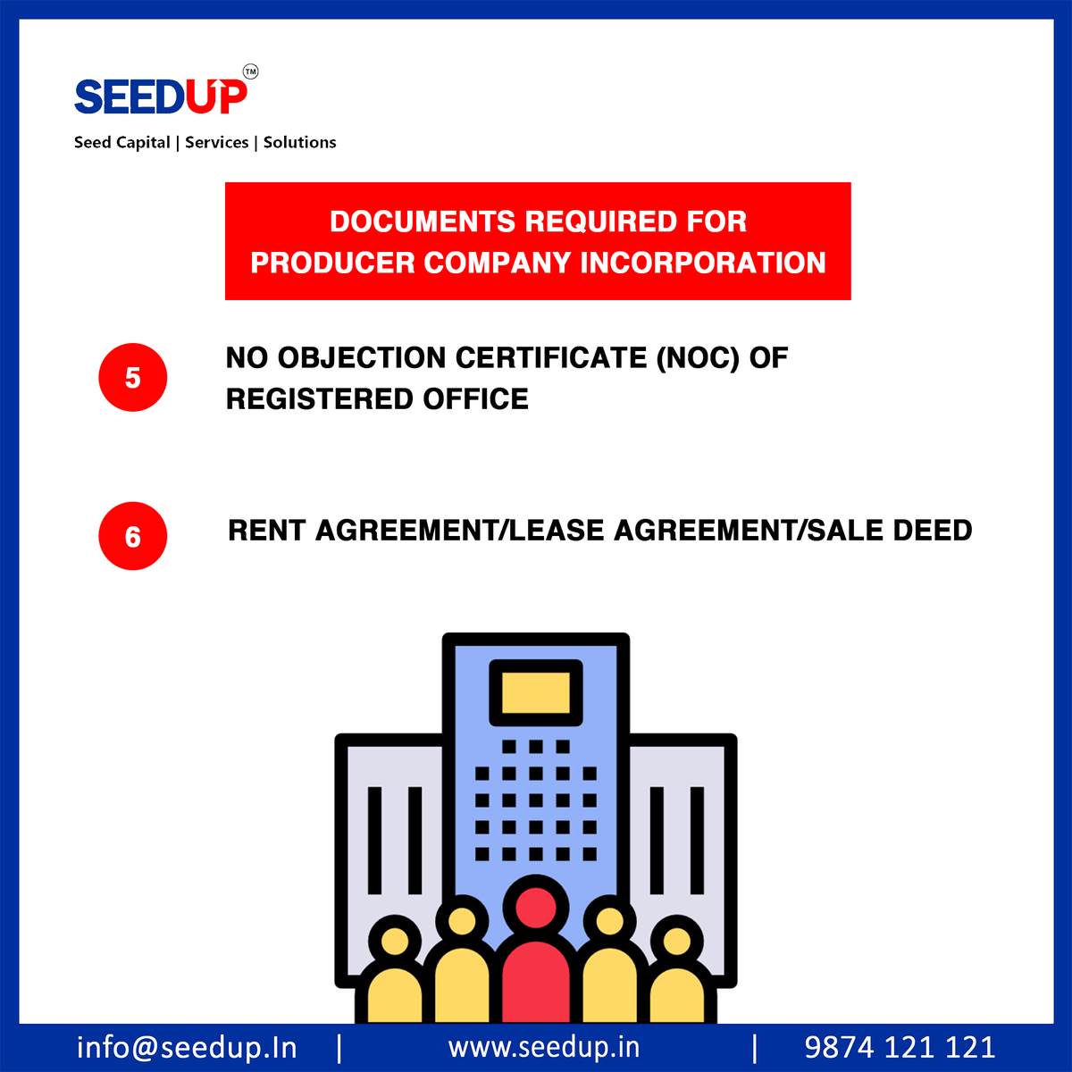 SeedupIndia's tweet photo. Are you confused about, what are the documents required for company incorporation? We got you covered! If you want to incorporate a company, get in touch with us, we will be happy to help you out! 

Visit : https://t.co/xzC5j4zQaA
Email: info@seedup.in
Contact: 9874 121 121 https://t.co/mwRGBdHNlp