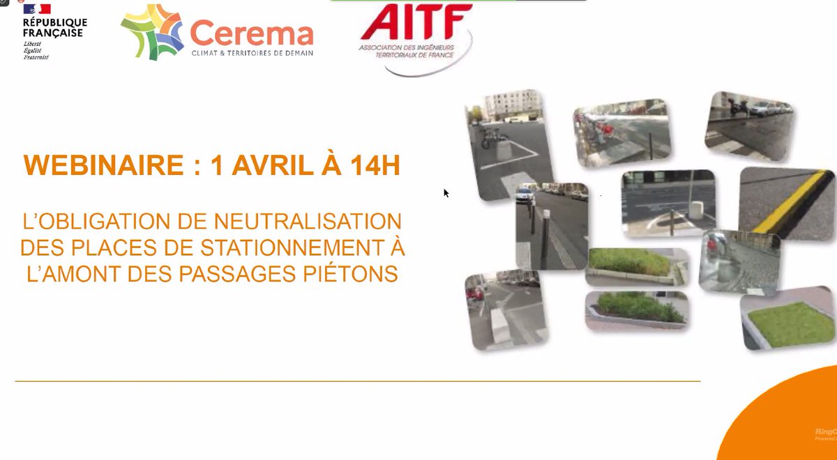 CeremaCom's tweet photo. Webinaire #Cerema @aitf_gtgr sur la neutralisation du #stationnement sur 5 mètres en amont des passages #pietons pour assurer la visibilité
▶ Au programme:
> réglementation
> faire un inventaire du stationnement,
> stratégies et suivi des réalisations,
> solutions d’aménagements https://t.co/JhI1ffkqsM