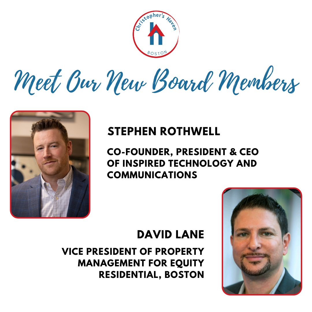 📣Exciting Announcement!

Our President &amp; CEO, Stephen Rothwell and David Lane of <a href="/EquityRes/">Equity Residential</a> have joined the BOD at <a href="/chris_haven/">Christopher's Haven</a>!

👉Read the full article here ow.ly/HEYl50EdODz

#BeTheChange #GiveBack #MakeADifference #GetInspired