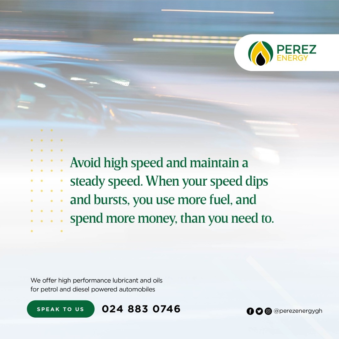 perezenergygh's tweet photo. Varying your speed up and down between 75 and 85 km per hour every 18 seconds can increase your fuel use by 20%. Reduce high speed.
#fuelefficiencytips #AStepAhead #grease #oilchange #petron #proluberanger #lubehappy #engineoil #motoroil #oil #lubricants #irving #perezenergy https://t.co/dR6SM72dhq