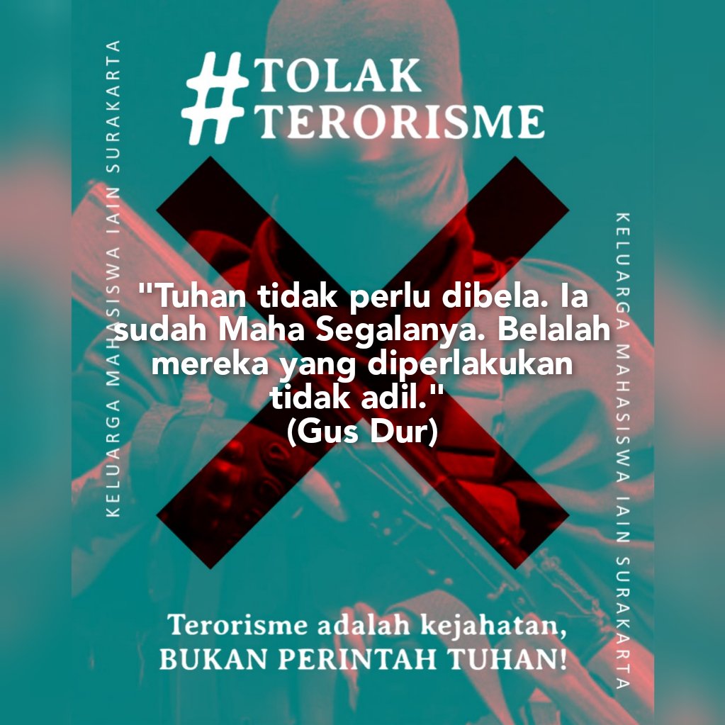 nurulahmad313's tweet photo. Tuhan tidak perlu dibela. Ia sudah Maha Segalanya. ~Gus Dur
@Kemenag_RI
@YaqutCQoumas
@iainsurakarta
@demaiainska

#KMIAINSURAKARTA
#TolakTerorisme
#ModeratHebat https://t.co/uIDhi3Fl11