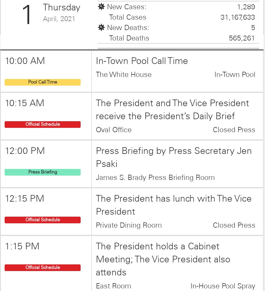 @POTUS schedule today