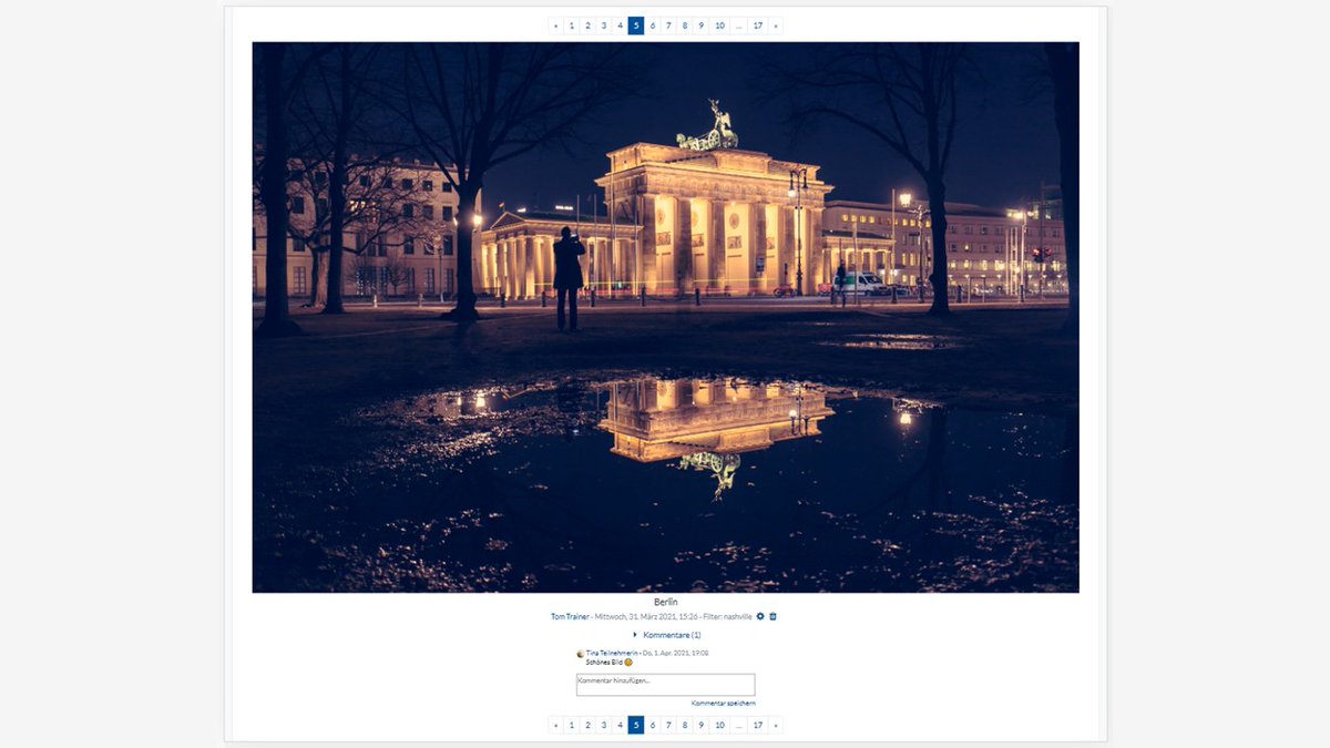 Bildergalerie (Mosaik) für Moodle: Jeder kann Fotos hinzufügen und kommentieren. Mit CSSGram lassen sich ganz einfach Filter anwenden.

Diese und weitere Vorlagen für die Aktivität "Datenbank" in #Moodle gibt es hier:
➡️ magentacloud.de/share/2h.-.oup…

#twlz #twitterlehrerzimmer