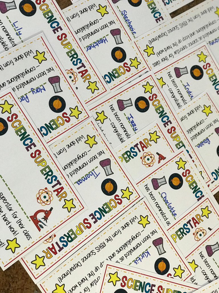 RBHSScience's tweet photo. Year 7 have made their teachers proud - can you see your name on our #ScienceSuperstar certificates?π€© https://t.co/b2P7u2LUFZ
