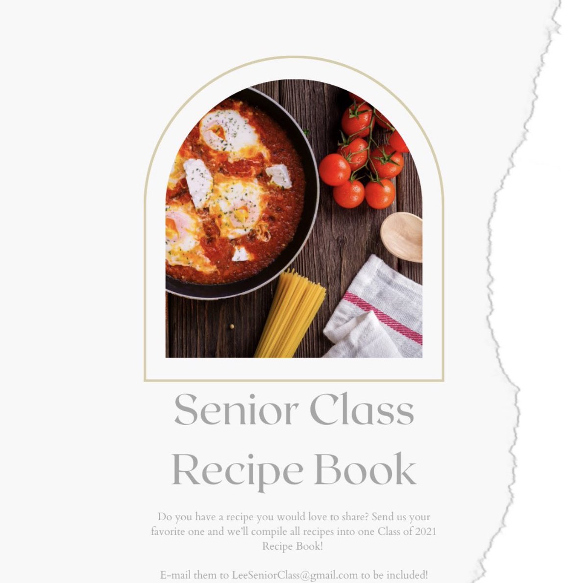 Here it is!!!! Do you have a recipe you would like to share with the senior class??? Send it to our senior class email, LeeSeniorClass@gmail.com. We are creating a digital recipe book for the senior class full of your favorite recipes!!!