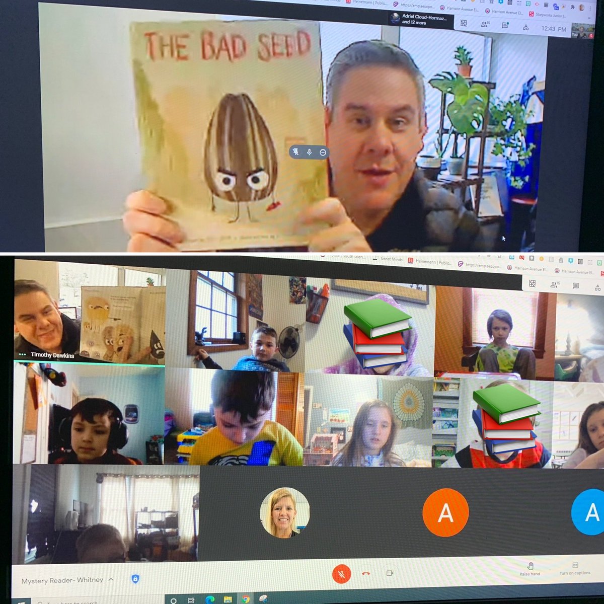 whitney3rd's tweet photo. Thanks ⁦@TimDawks⁩ for helping us continue to celebrate our love of reading and sharing such a great book with us! #VirtualSchoolFun #MysteryReaders #PARP https://t.co/rvREDSh5SA