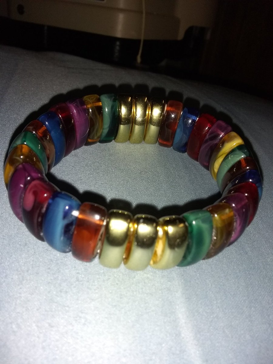 Multicolored Stretch Bracelet Polished Rocks Pre-owned bonanza.com/listings/77954…