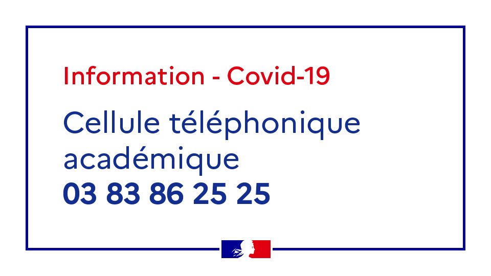 Suite aux annonces du 31 mars, la cellule téléphonique académique est ouverte du 2 au 9 avril (y compris le samedi 3 avril), de 9h à 17h pour répondre à vos questions pratiques pour les prochaines semaines. 
Contactez le 03 83 86 25 25.
<a href="/HuartJean/">Jean-Marc Huart</a>
