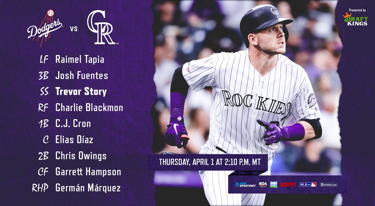 Rockies's tweet photo. Your #OpeningDay Starting Nine! https://t.co/5wwdnCvWnG