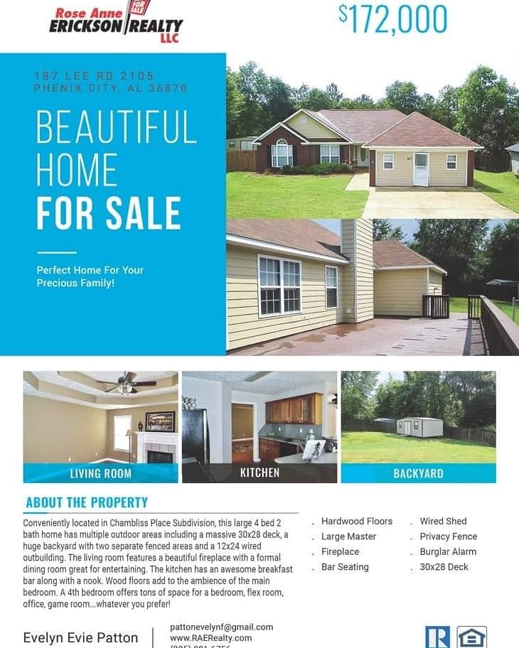 EFRealtor's tweet photo. New Listing! Beautiful Home for Sale in Phenix City 4 Bedroom 2 bath
.
#NewListing #HomeForSale  #ForSale #realestate #columbusga #phenixcity #alabama #georgia #home #colga #realtor  #fortbenning #ftbenning #fortmithchell #chattahoochee #columbusgeorgia  #realestateagent https://t.co/haPJm51UHV