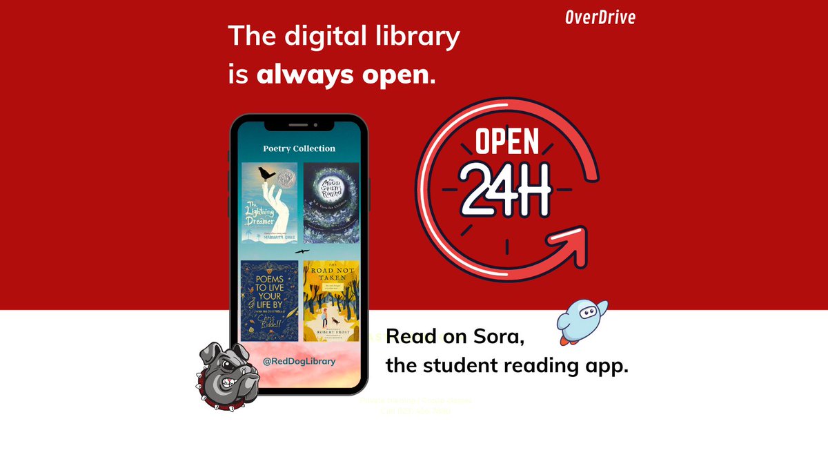 RedDogLibrary's tweet photo. April is #NationalPoetryMonth & to celebrate we added a new Poetry collection on Sora, the student reading app! Email cpeters@sdale.org or blove@sdale.org if you need assistance. #SpringdaleReads @Sorareadingapp https://t.co/RoY7hS4lvl