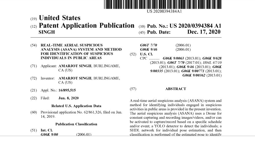 SkylarkLabs's tweet photo. Our second patent application is online now. This breakthrough technology would allow drones to monitor large public areas and greatly advance the safety and security apparatus.

https://t.co/4mp4hKqFvh

#suspiciousanalysis #safety #security #drones #artificialintelligence https://t.co/g1zztKuYC2